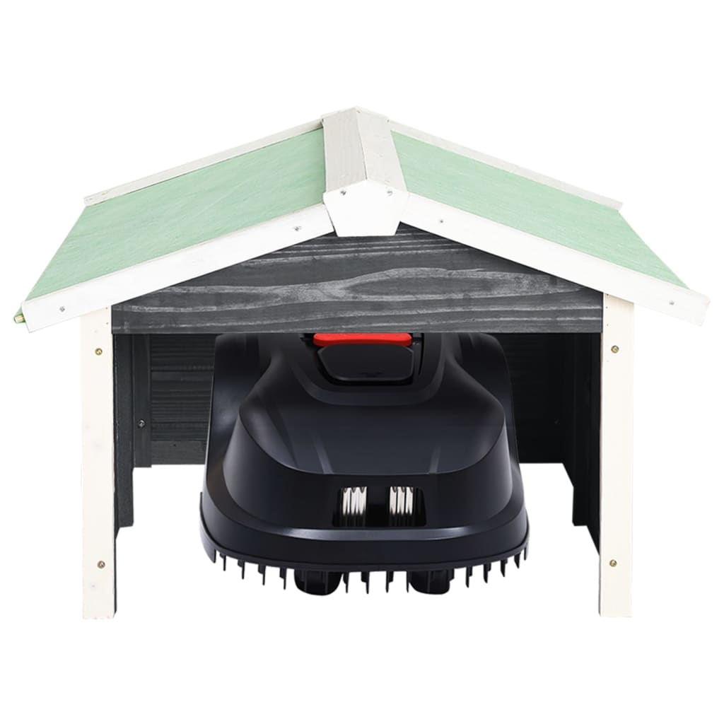 Vidaxl overkapping voor grasmaaier 72x87x50 cm vurenhout grijs en wit