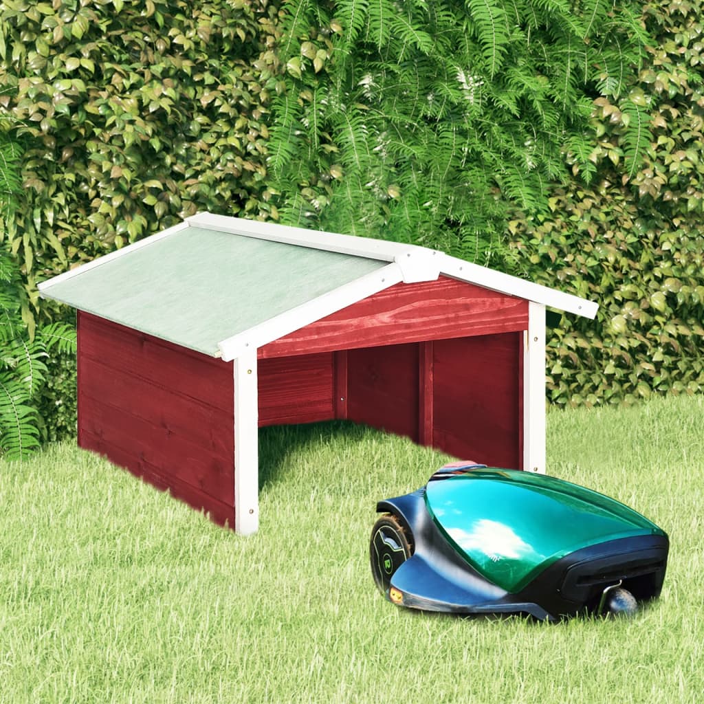 Vidaxl overkapping voor grasmaaier 72x87x50 cm vurenhout rood en wit