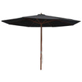 Vidaxl parasol met houten paal 350 cm zwart