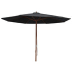 Vidaxl parasol met houten paal 350 cm zwart