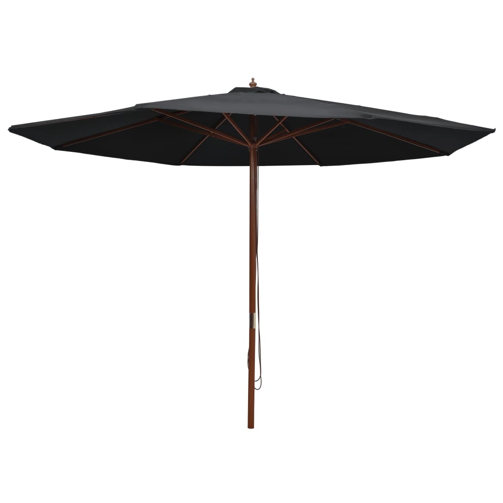 Vidaxl parasol met houten paal 350 cm zwart