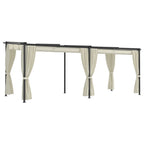 VidaXL Prieel met gordijnen 3x6 m staal crème