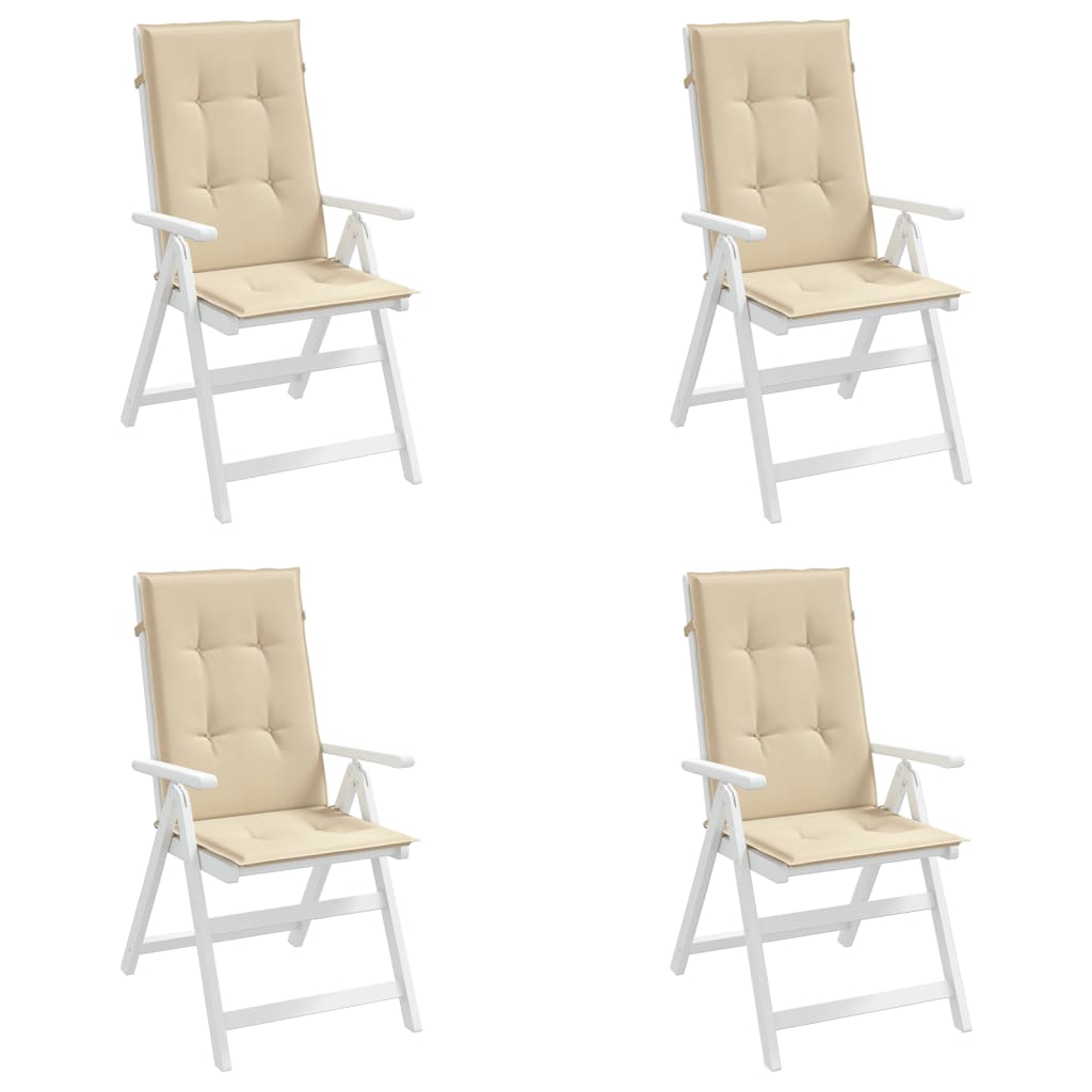 Vidaxl tuinstoelkussens 4 st hoge rug120x50x3 cm stof beige