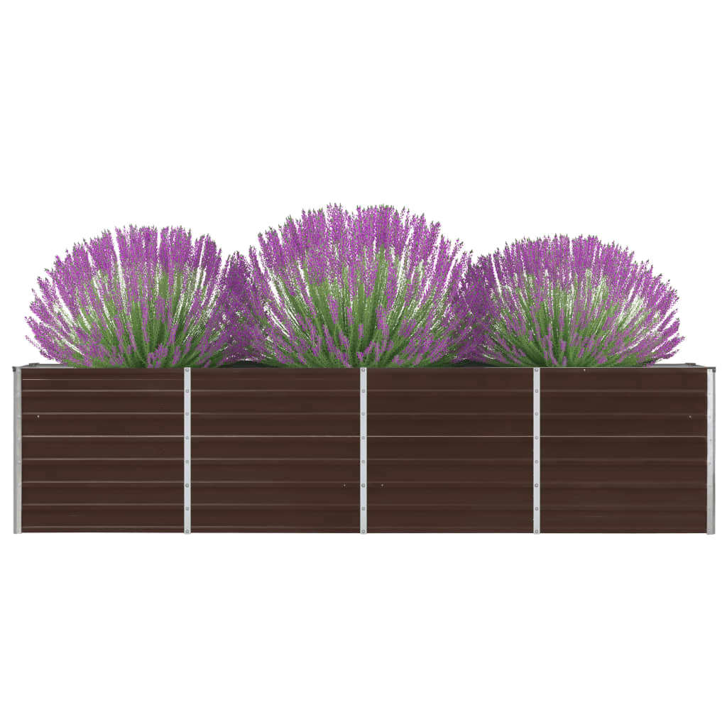 Vidaxl plantenbak verhoogd 320x40x77 cm gegalvaniseerd staal bruin