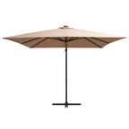 Vidaxl zweefparasol met led en stalen paal 250x250 cm taupe