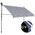 Vidaxl luifel handmatig uitschuifbaar met led 250 cm blauw en wit