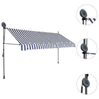 Vidaxl luifel handmatig uitschuifbaar met led 350 cm blauw en wit