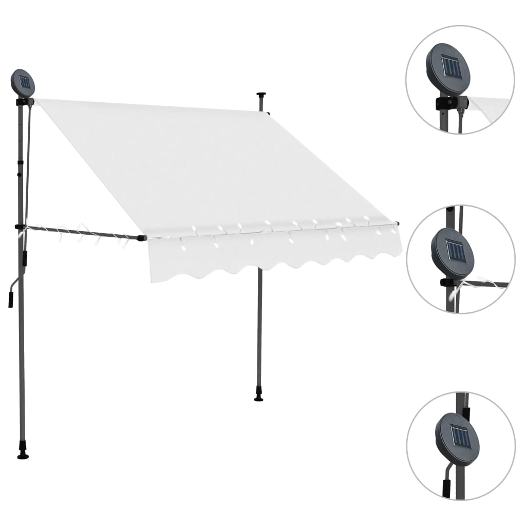 Vidaxl luifel handmatig uitschuifbaar met led 100 cm crèmekleurig