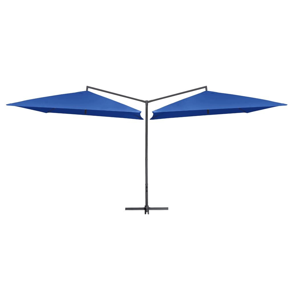 VidaXL Parasol dubbel met stalen paal 250x250 cm azuurblauw