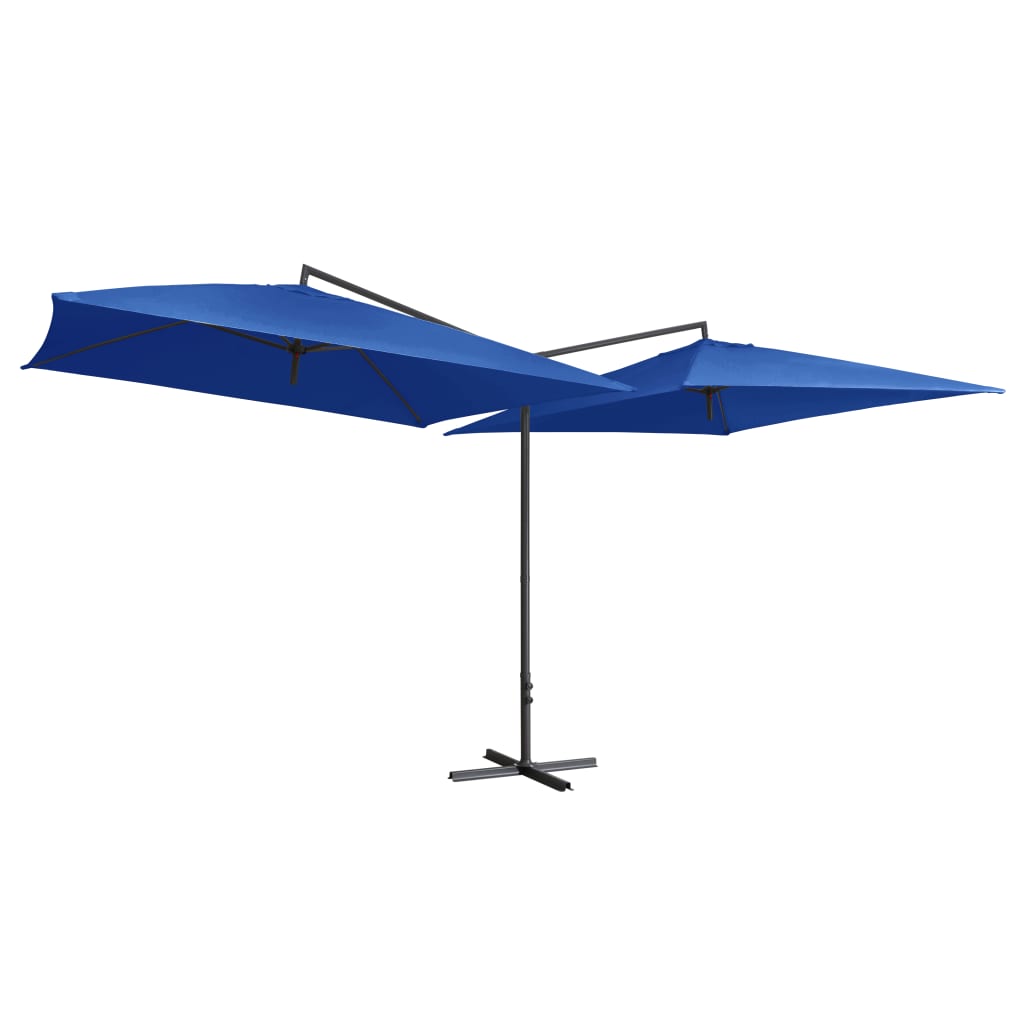 VidaXL Parasol dubbel met stalen paal 250x250 cm azuurblauw