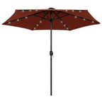 VidaXL Parasol met LED-verlichting en aluminium paal 270 cm terracotta