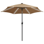 Vidaxl parasol met led-verlichting en aluminium paal 300 cm taupe