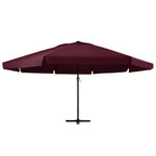 VidaXL Parasol met aluminium paal 600 cm bordeauxrood