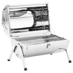Vidaxl tafelbarbecue houtskool dubbele roosters roestvrij staal