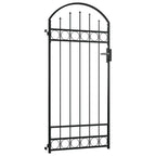 Vidaxl poort met gebogen bovenkant 89x200 cm staal zwart