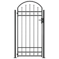 Vidaxl poort met gebogen bovenkant en 2 palen 105x204 cm zwart