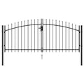 Vidaxl poort met puntige bovenkant dubbel 3x1,25 m staal zwart