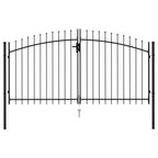 Vidaxl poort met puntige bovenkant dubbel 3x1,5 m staal zwart