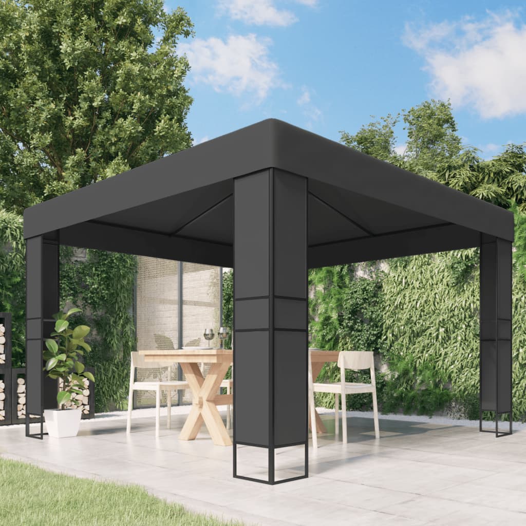 Vidaxl prieel met dubbel dak 3x3 m antraciet