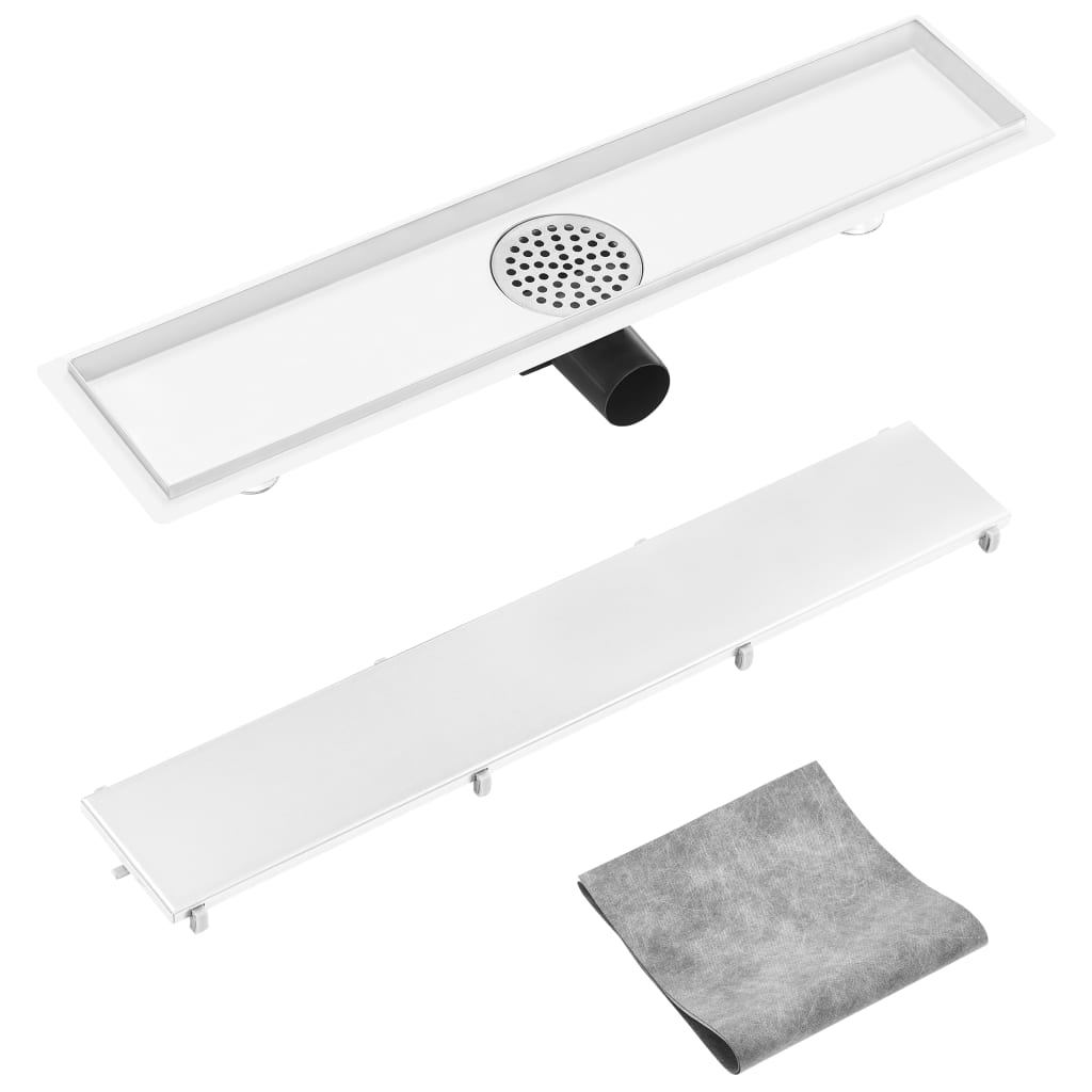 Vidaxl doucheafvoer met 2-in-1 deksel 63x14 cm roestvrij staal