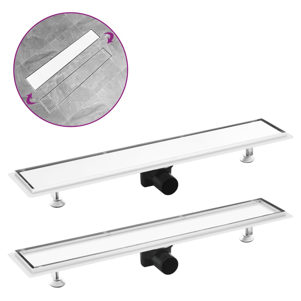 Vidaxl doucheafvoer met 2-in-1 deksel 73x14 cm roestvrij staal