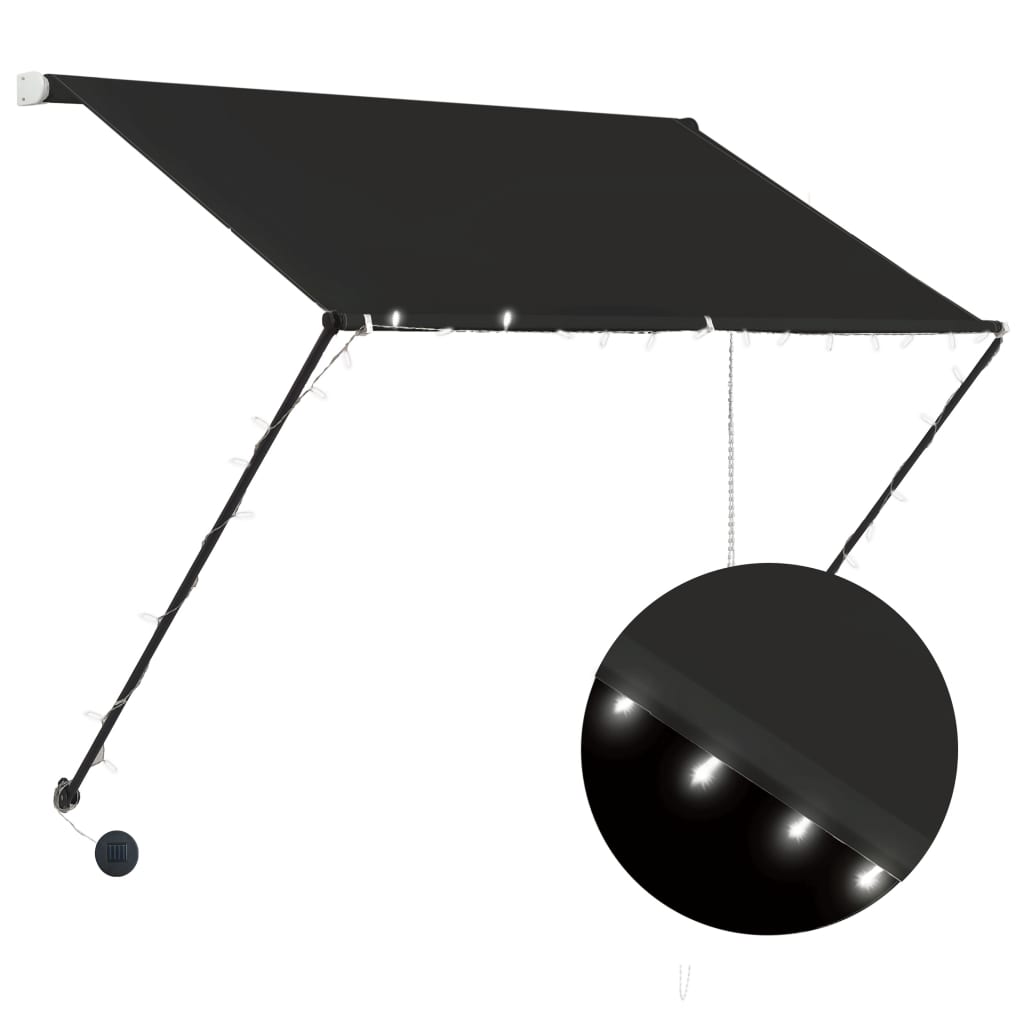 VidaXL Luifel uittrekbaar met LED 100x150 cm antraciet
