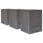 Vidaxl compostbakken 3 st 900 l 60x60x83 cm kunststof rattan bruin