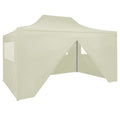 Vidaxl partytent met 4 zijwanden inklapbaar 3x4 m staal crème