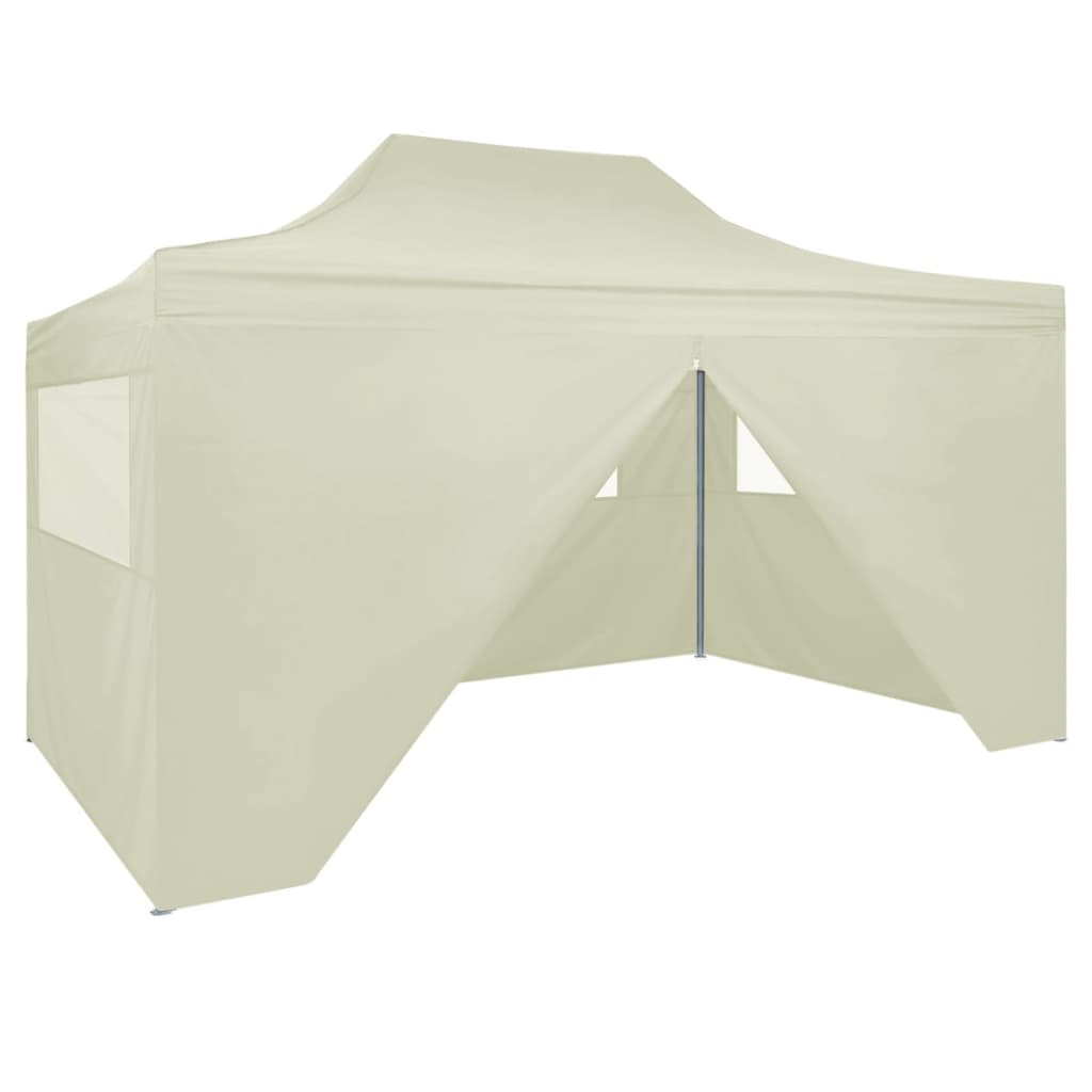 Vidaxl partytent met 4 zijwanden inklapbaar 3x4 m staal crème