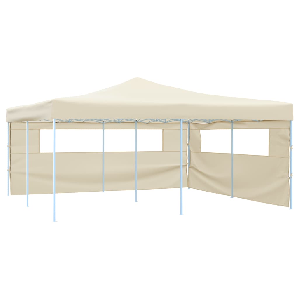 VidaXL Prieel inklapbaar met 2 zijwanden 5x5 m crème