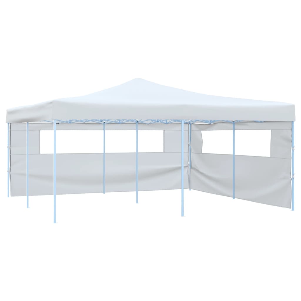 VidaXL Prieel inklapbaar met 2 zijwanden 5x5 m wit