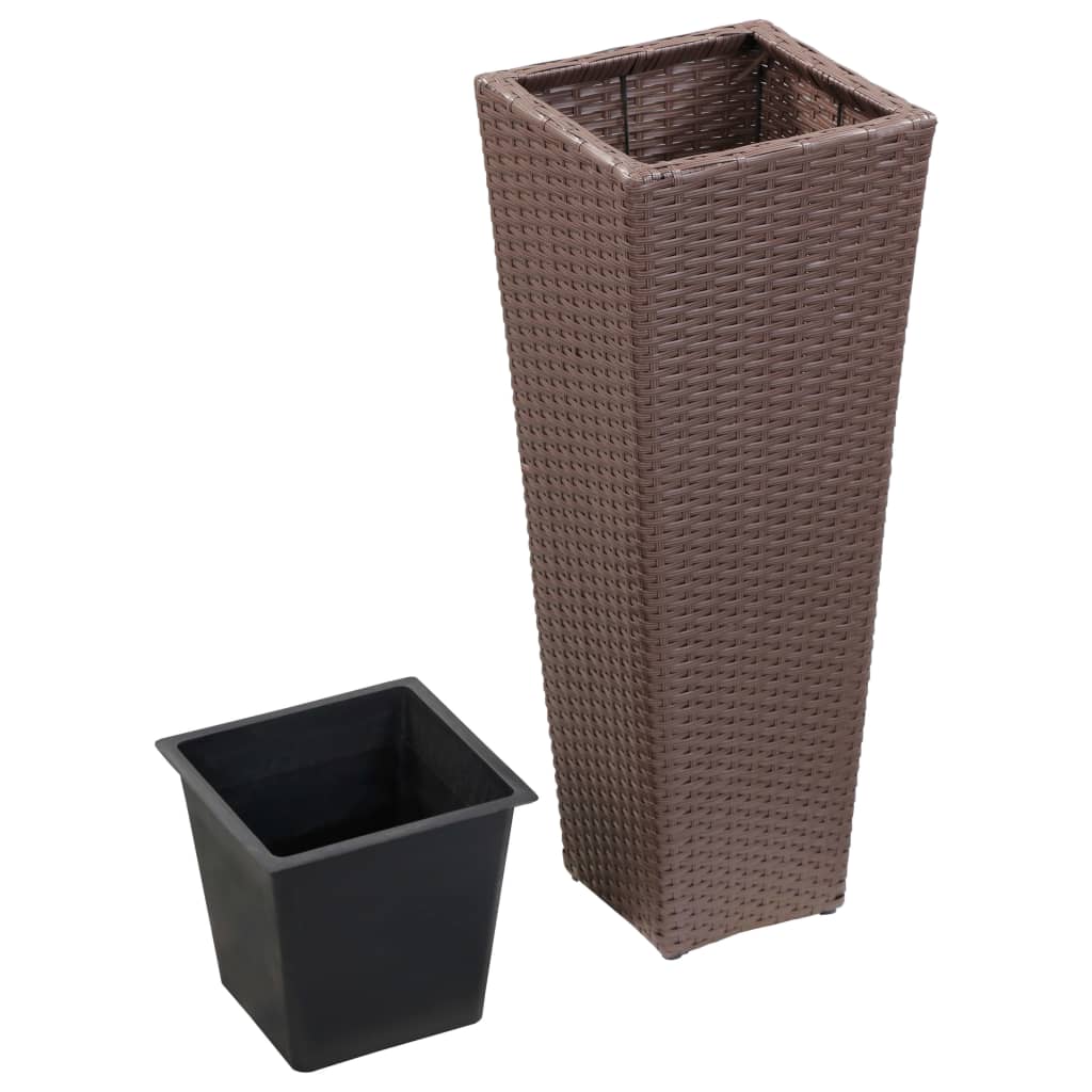 VidaXL Plantenbak verhoogd 30x30x80 cm poly rattan bruin