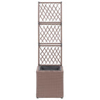 VidaXL Latwerkplantenbak verhoogd met 1 pot 30x30x107 cm rattan bruin