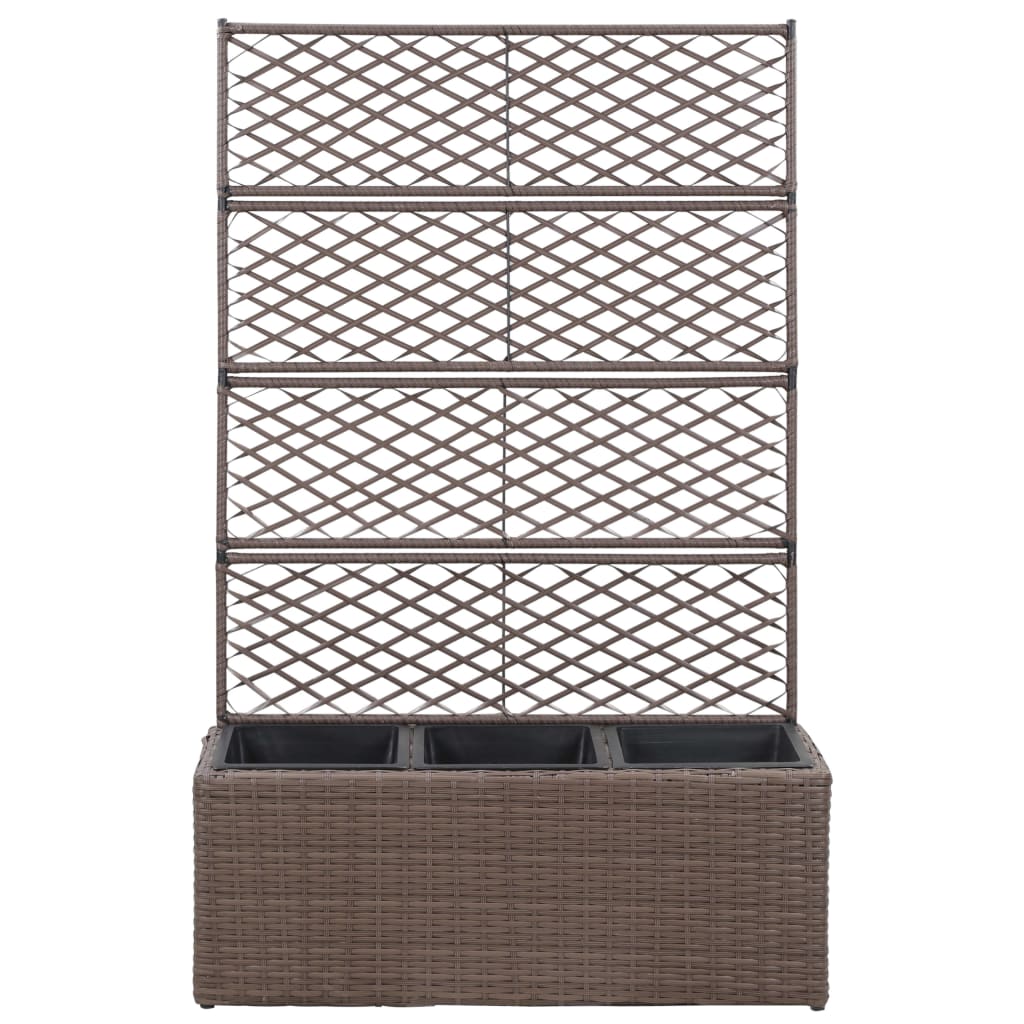 VidaXL Latwerkplantenbak verhoogd met potten 83x30x130 cm rattan bruin