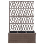 VidaXL Latwerkplantenbak verhoogd met potten 83x30x130 cm rattan bruin