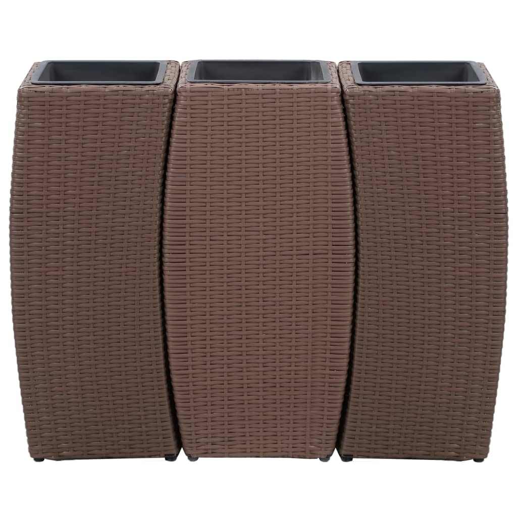 VidaXL Plantenbakken verhoogd 3 st poly rattan bruin