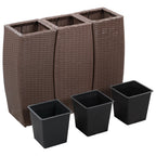 VidaXL Plantenbakken verhoogd 3 st poly rattan bruin