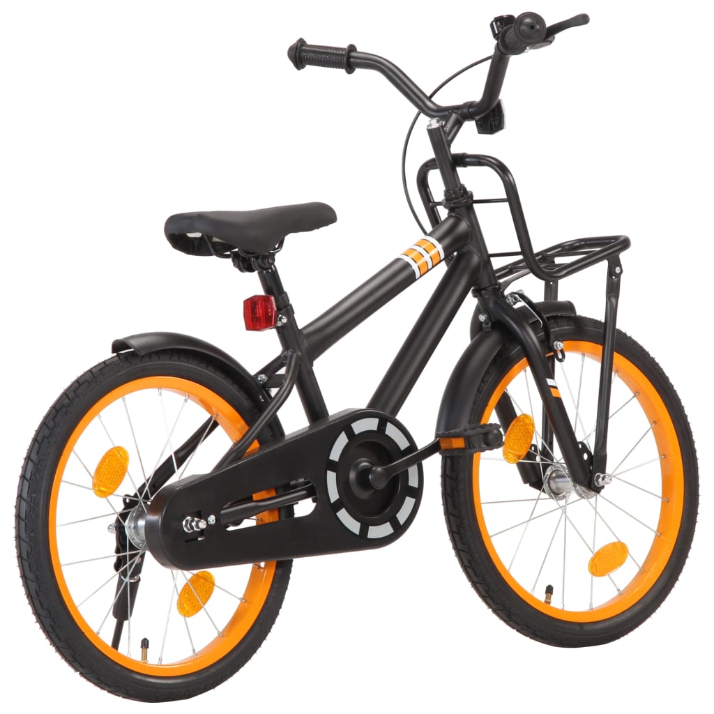 VidaXL Kinderfiets met voordrager 18 inch zwart en oranje