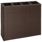 Vidaxl plantenbak verhoogd met 4 potten 2 st poly rattan bruin