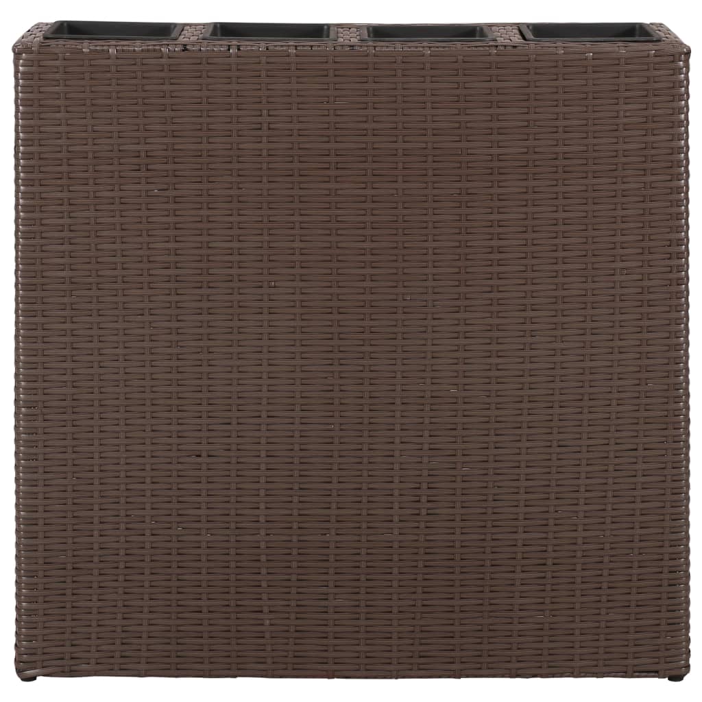 Vidaxl plantenbak verhoogd met 4 potten 2 st poly rattan bruin