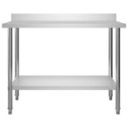 Vidaxl keukenwerktafel met spatscherm 120x60x93 cm roestvrij staal