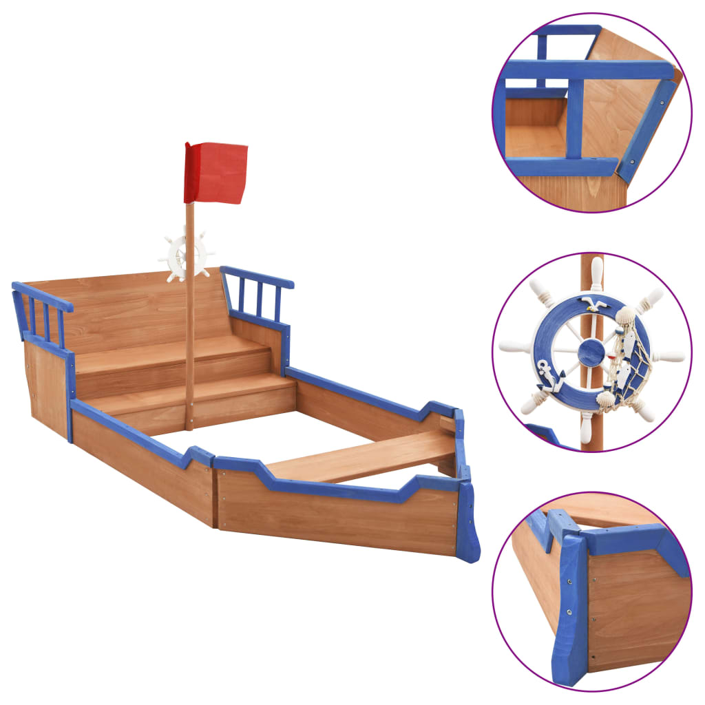 VidaXL Zandbak piratenschip 190x94,5x101 cm vurenhout