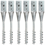 Vidaxl grondpinnen 6 st 7x7x56 cm gegalvaniseerd staal zilverkleurig