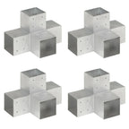 Vidaxl paalverbindingen 4 st x-vorm 101x101 mm gegalvaniseerd metaal