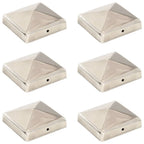 Vidaxl paalkappen 6 st piramide 91x91 mm roestvrij staal