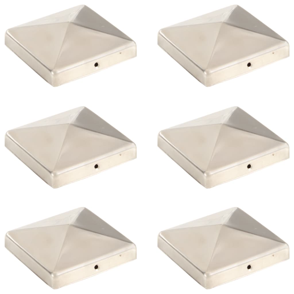 Vidaxl paalkappen 6 st piramide 101x101 mm roestvrij staal
