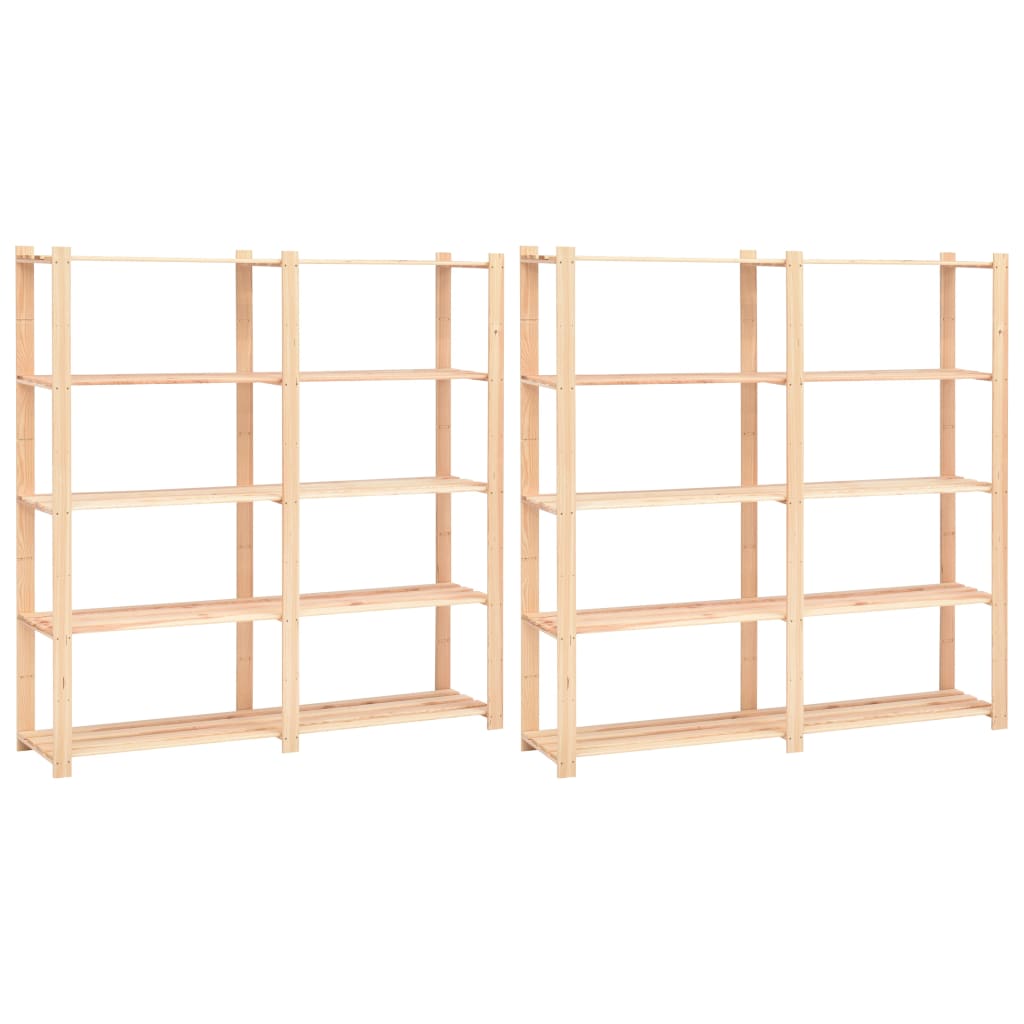 VidaXL Opbergrekken 5-laags 2 st 170x38x170 cm grenenhout 500 kg