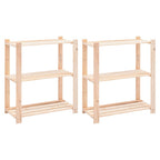 Vidaxl opbergrekken 3-laags 2 st 80x38x90 cm massief grenenhout 150 kg