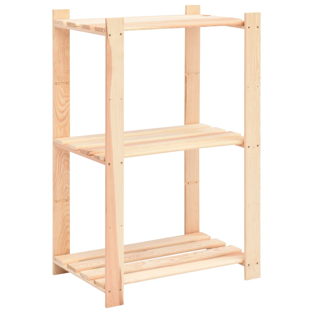 Vidaxl opbergrekken 3-laags 2 st 60x38x90 cm massief grenenhout 150 kg