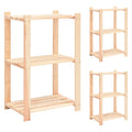 Vidaxl opbergrekken 3-laags 3 st 60x38x90 cm massief grenenhout 150 kg